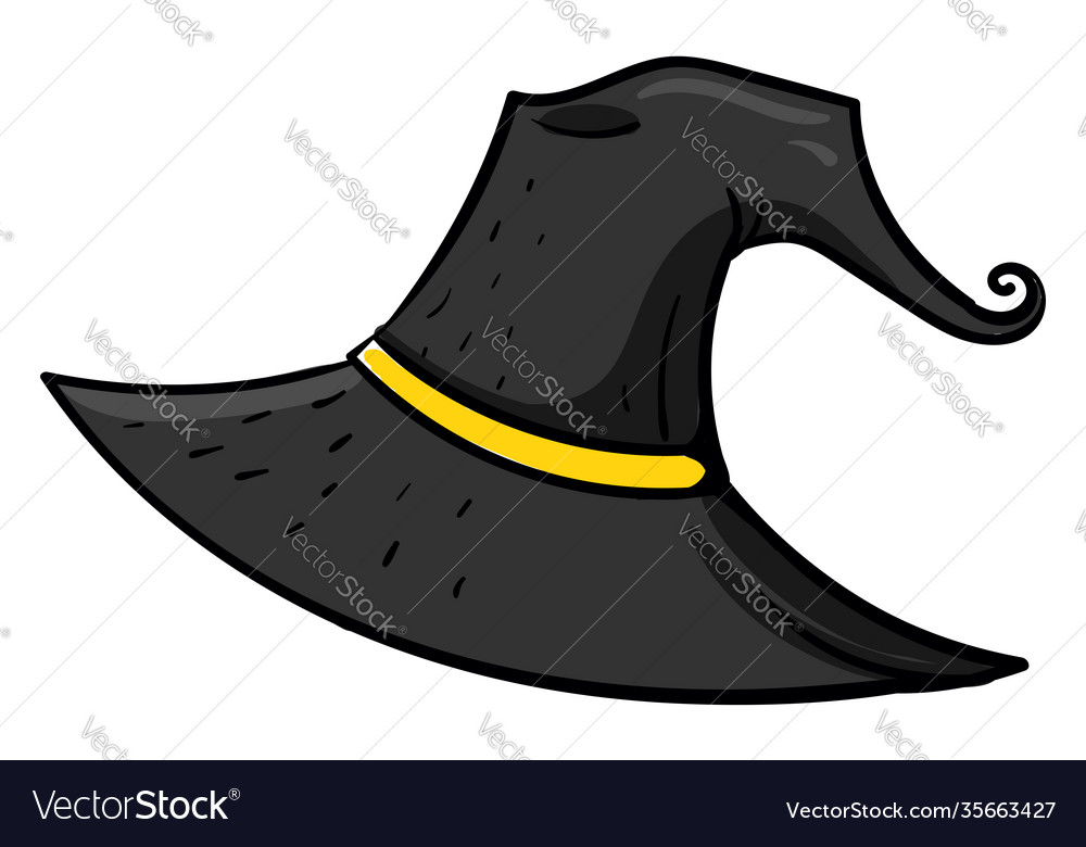 Black witch hat on white background Royalty Free Vector