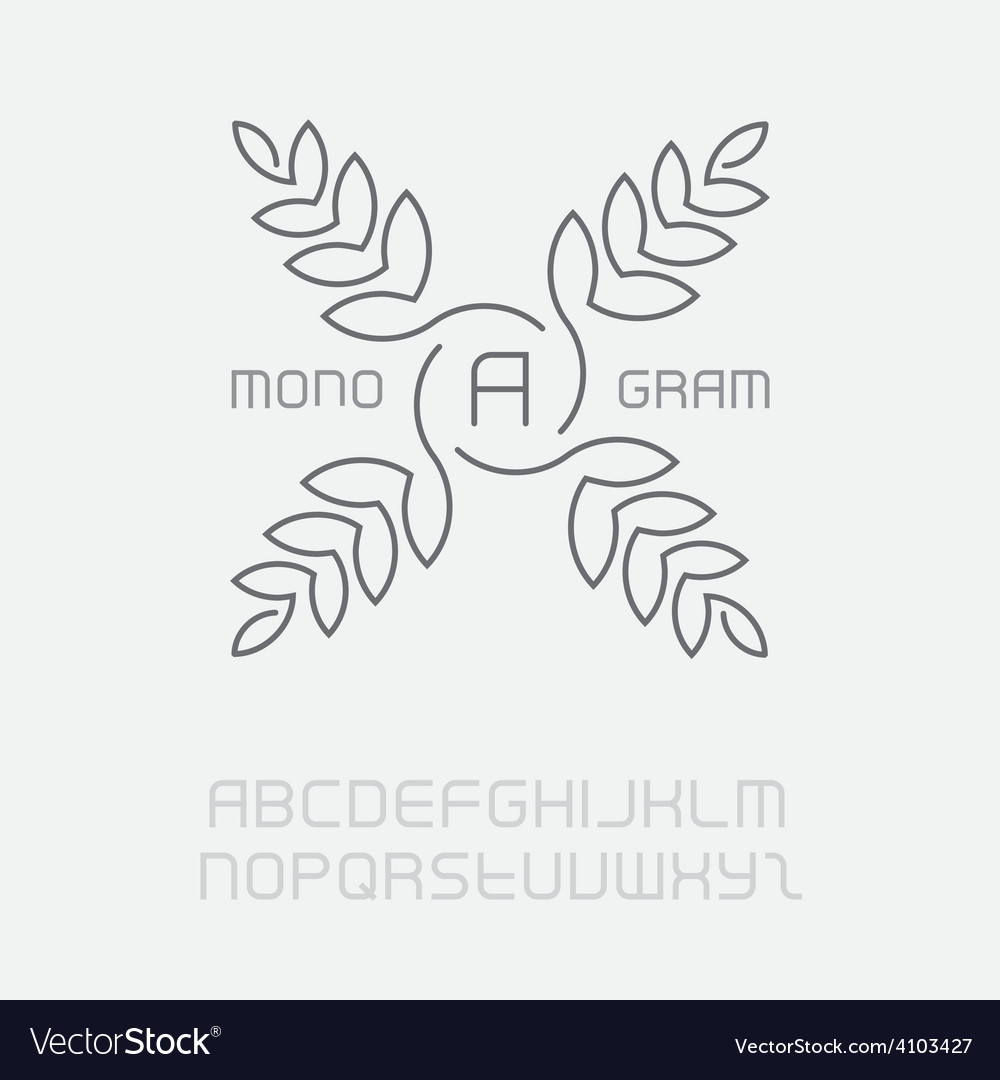 Floral monogram simple and graceful design Vector Image