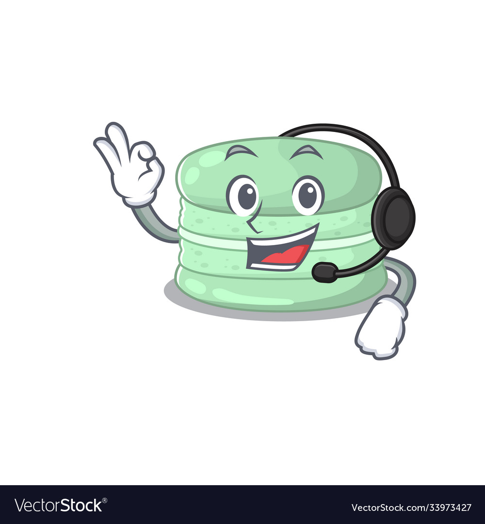 Happy pistachio macaron mascot design style