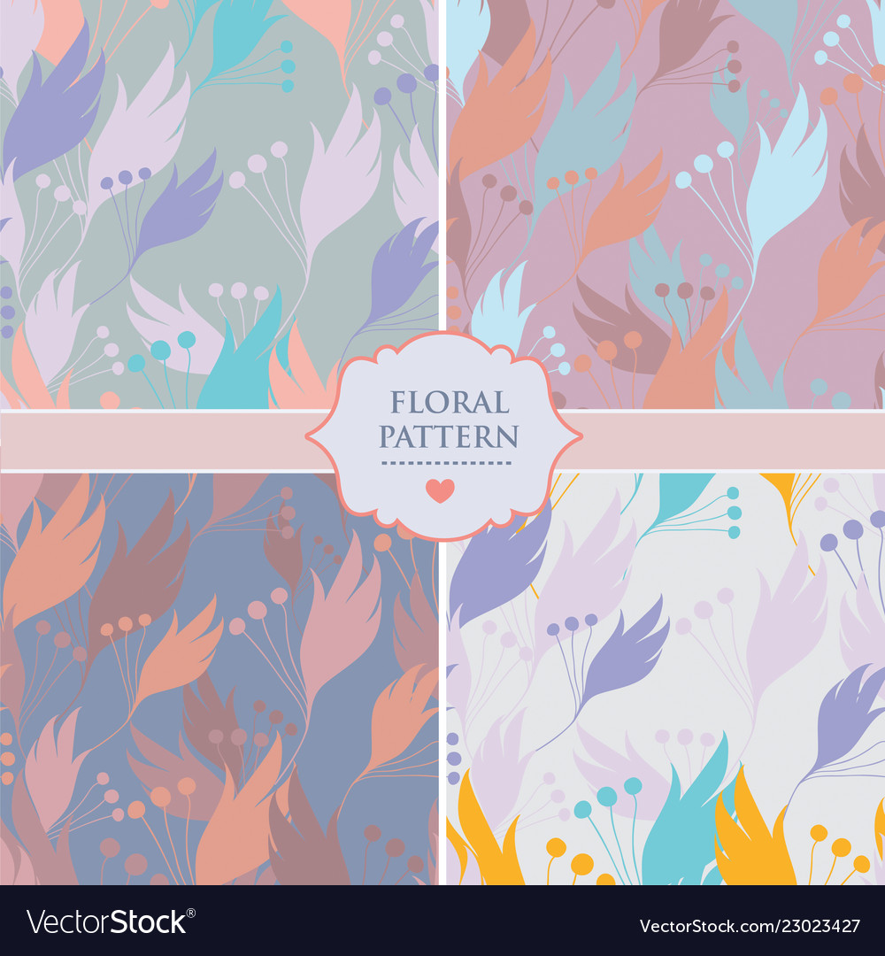 Set of four seamless floral background patterns