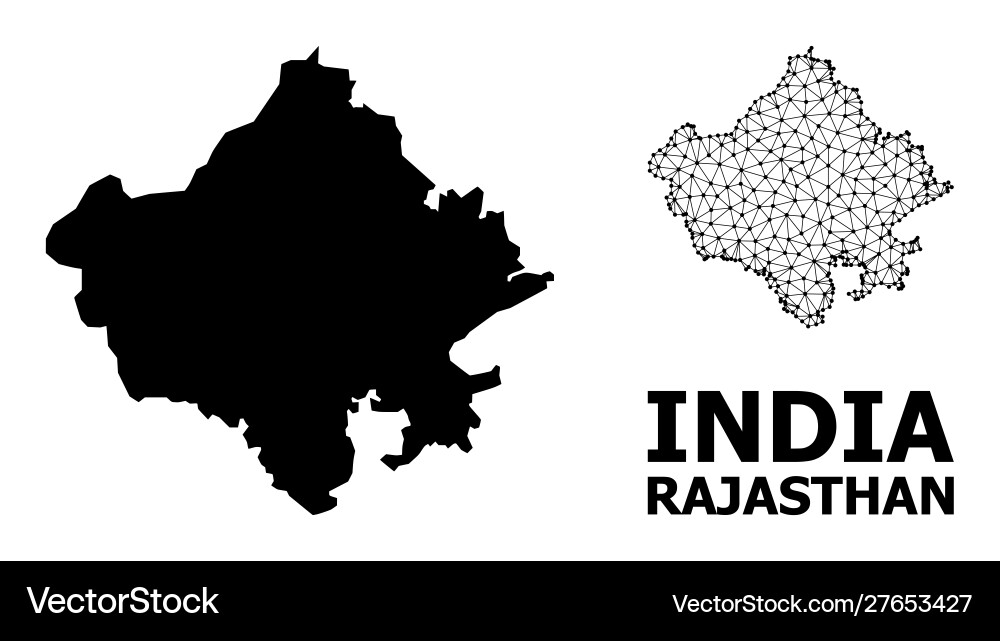 Metallic Rajasthan Map Solid and mesh map rajasthan state Royalty Free Vector Image