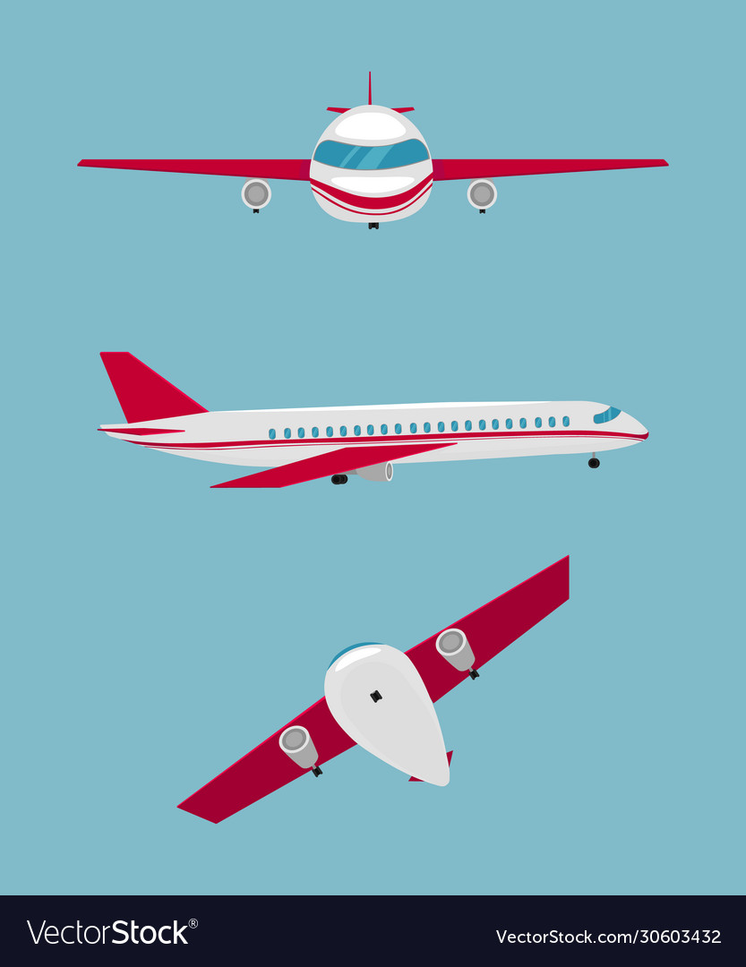 Flat airplane set Royalty Free Vector Image - VectorStock