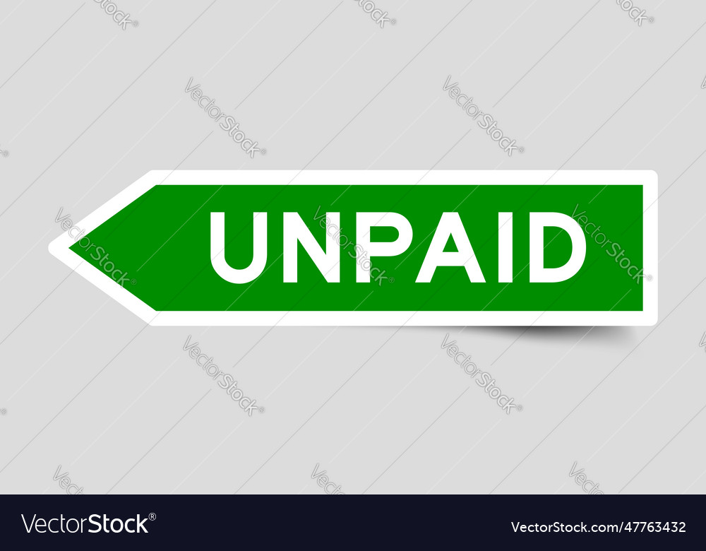 Green color arrow shape sticker label with word