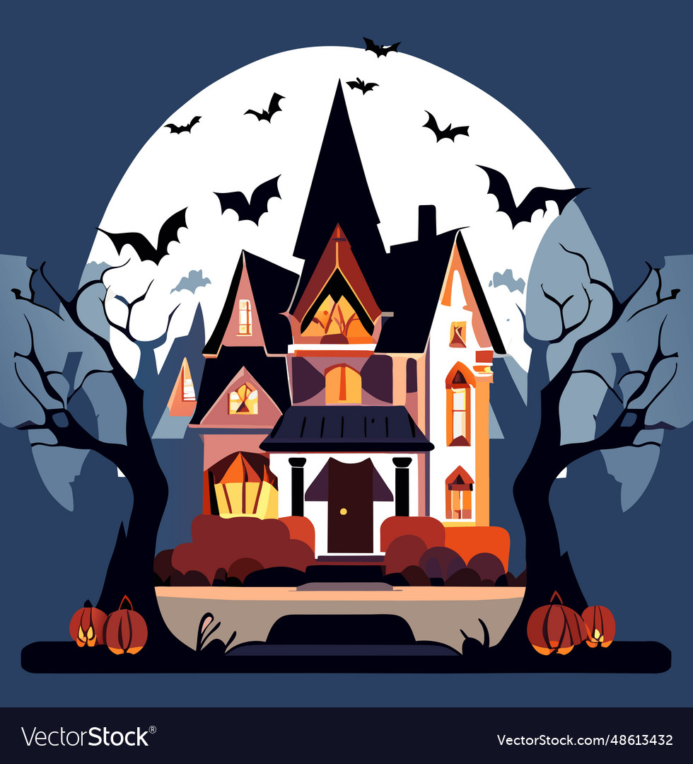 Halloween gothic house Royalty Free Vector Image