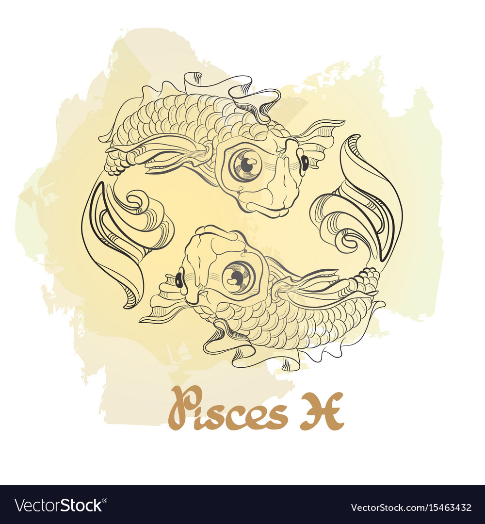 Hand drawn line art decorative zodiac sign Vector Image