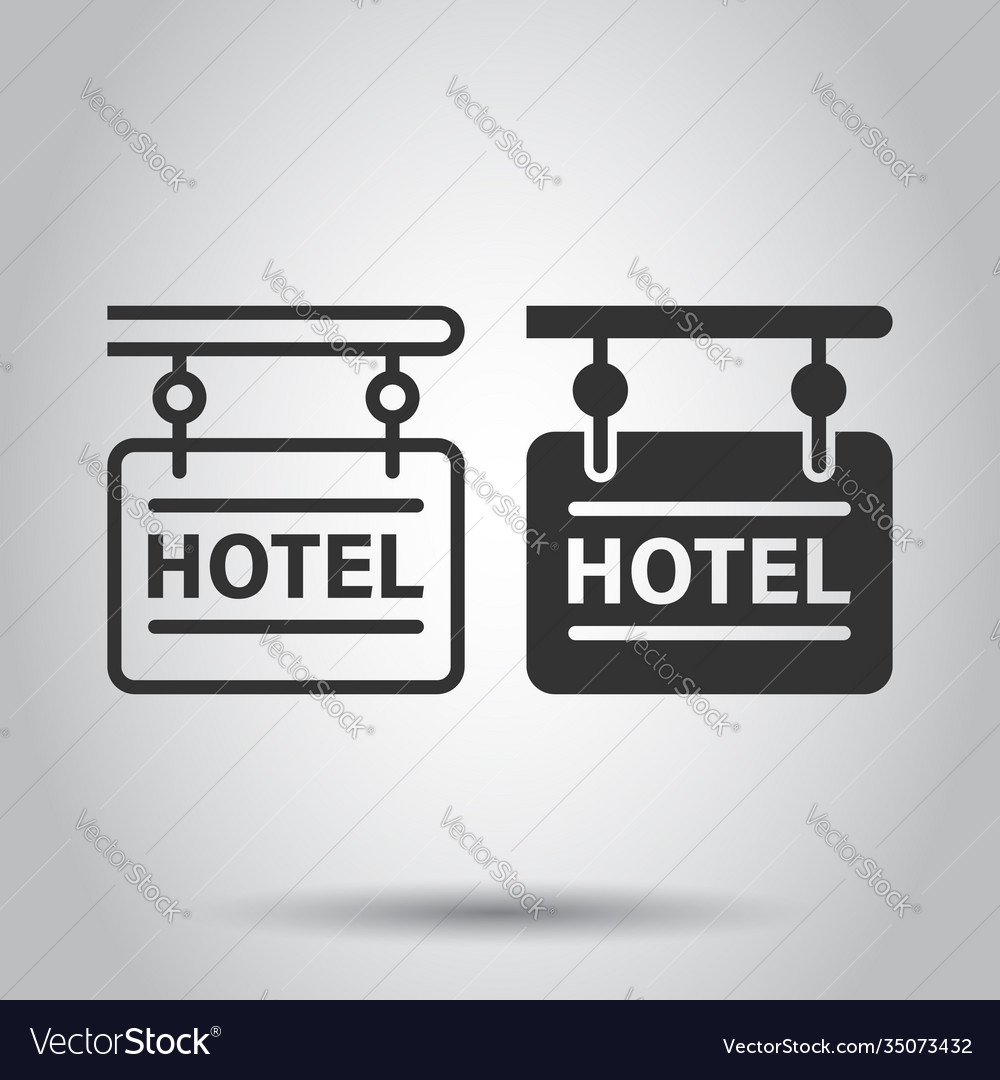 Hotel sign icon in flat style inn on white