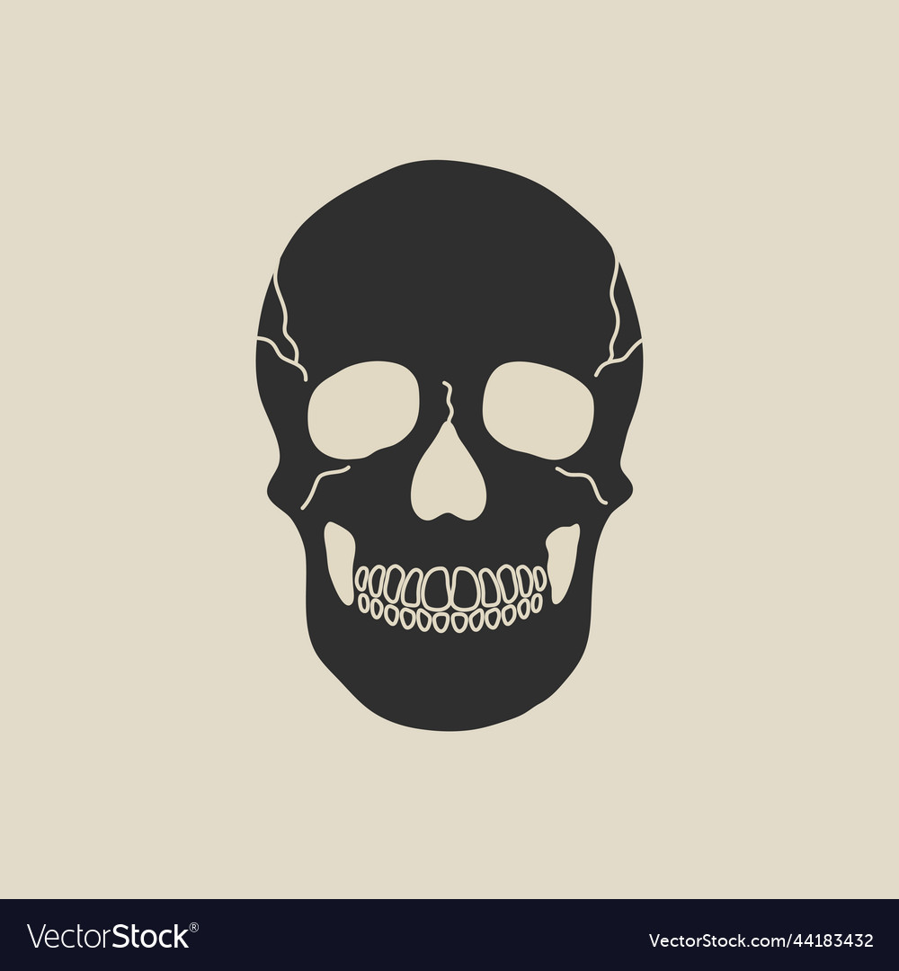 Human skull element in modern style flat line