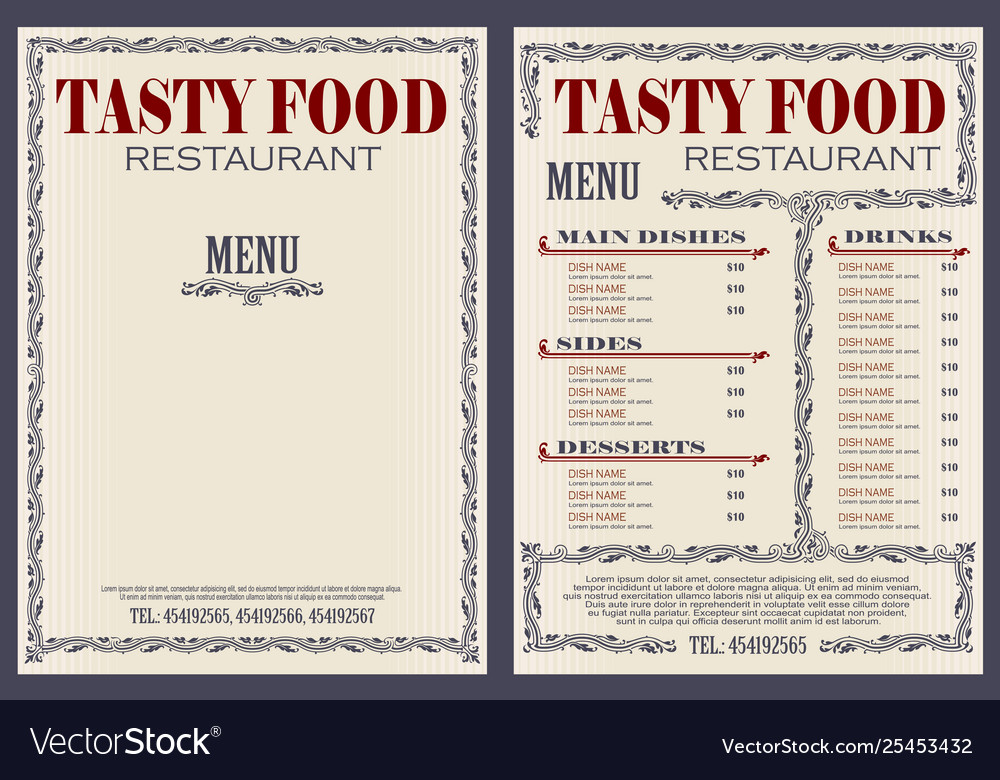 Template cafe or restaurant menu Royalty Free Vector Image