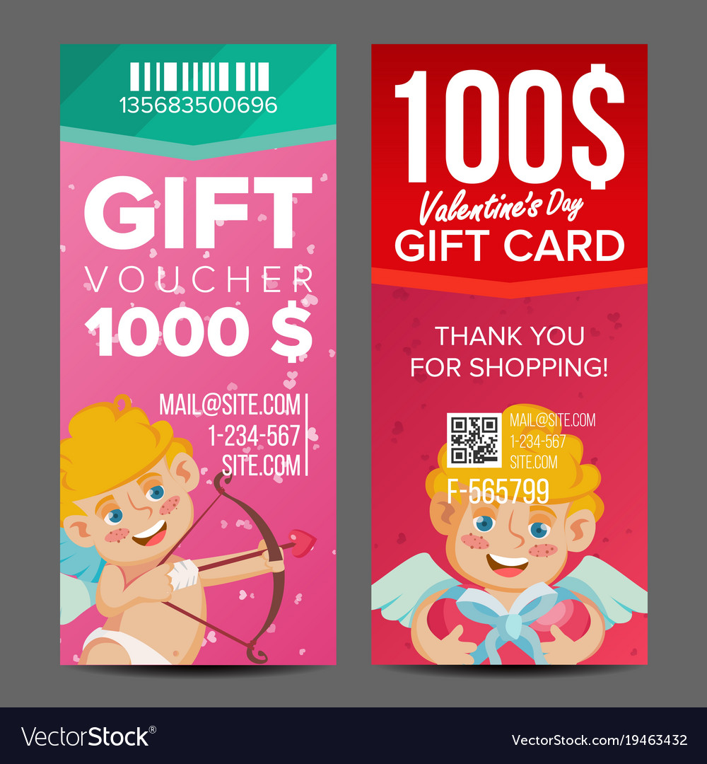 valentine s day voucher coupon template royalty free vector
