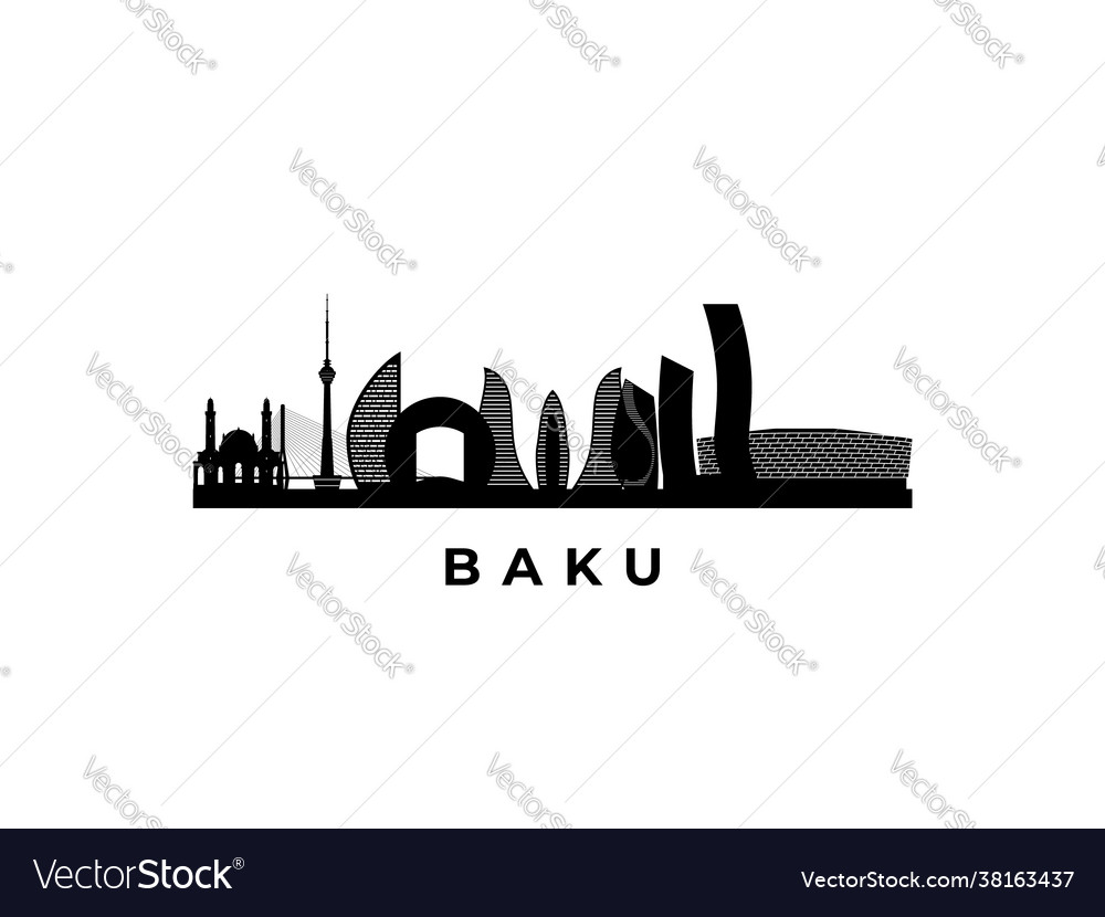 Baku skyline travel famous landmarks Royalty Free Vector