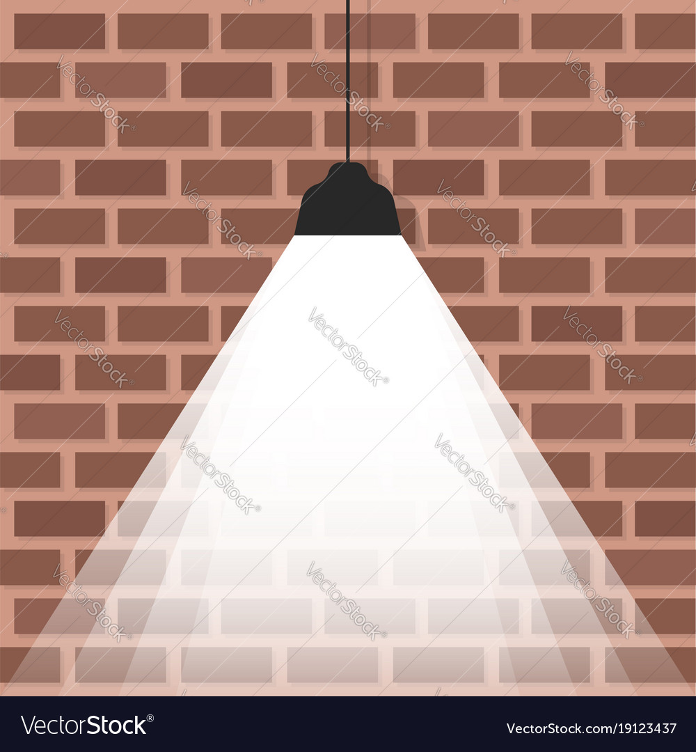 Ceiling Lamp With Bright Light On Brick Wall Vector Image