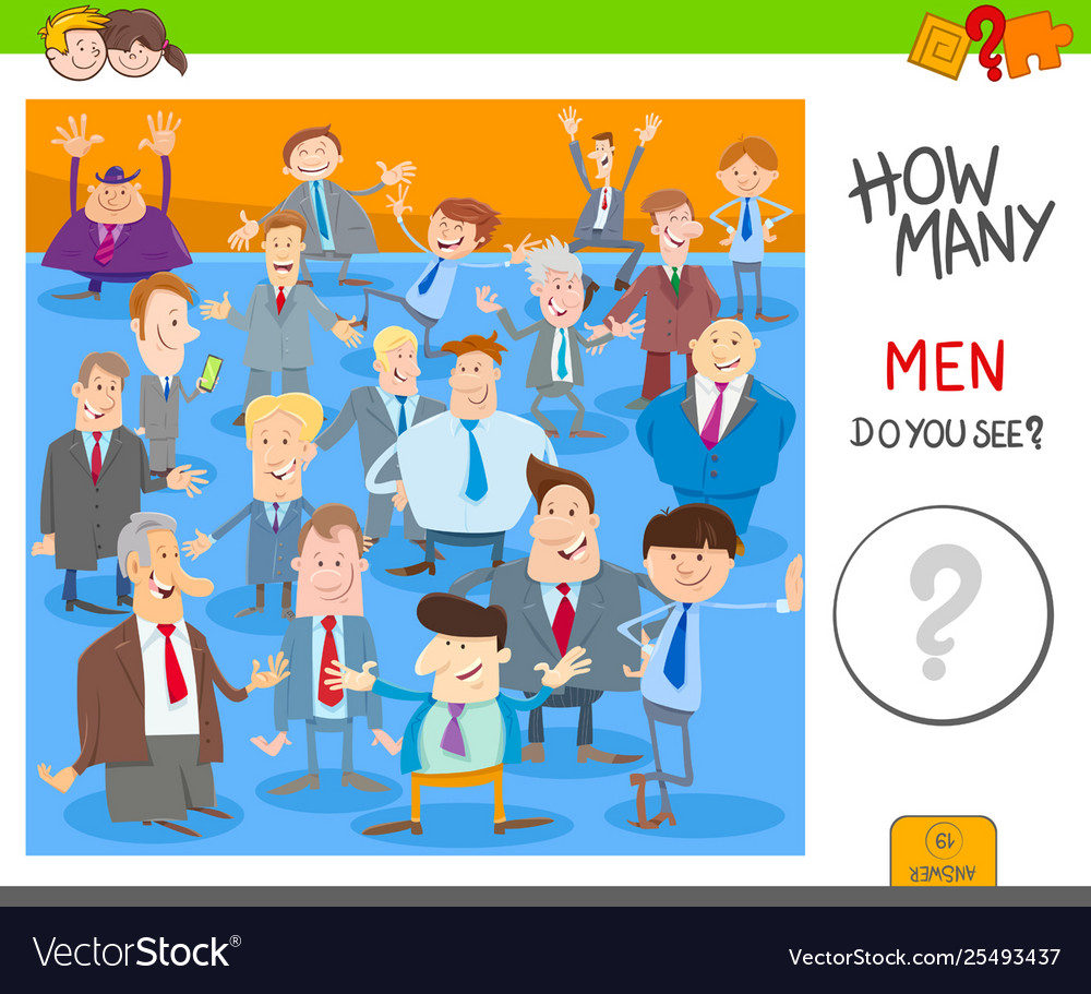 Count men characters activity worksheet vector image Count men characters activity worksheet