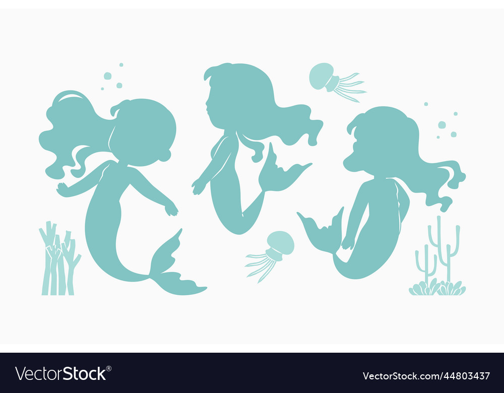 Flat design mermaid silhouette