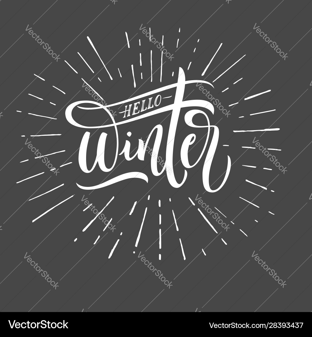 Hello winter lettering typography inspirational Vector Image