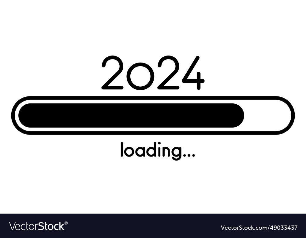 New year 2024 simple flat black loading progress Vector Image