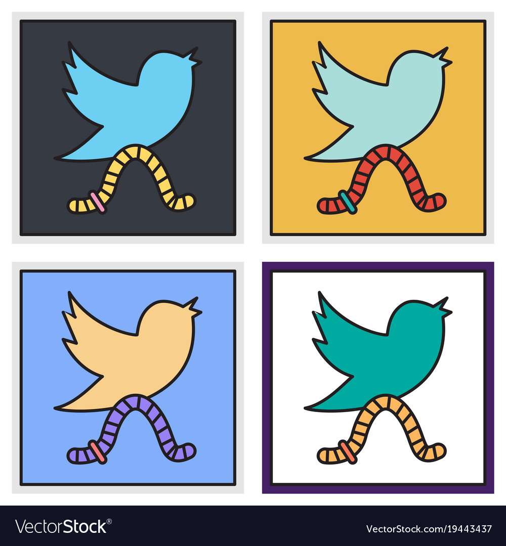 Set of unusual look tweet bird logotwitter icon