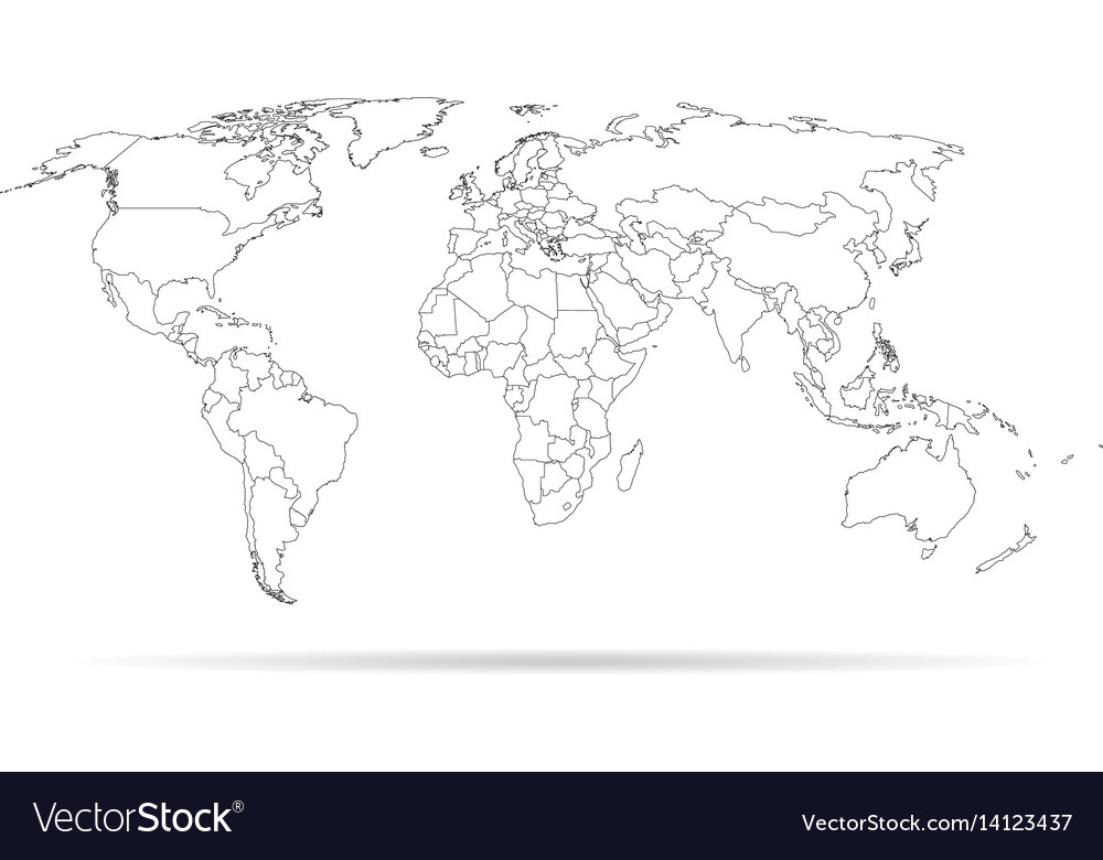 Sketch Outline World Map High Detailed