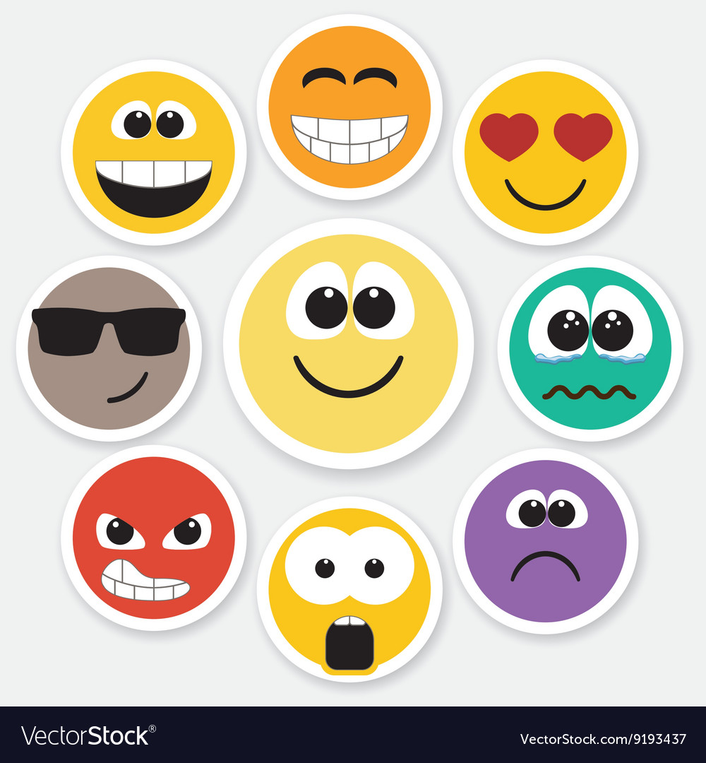 Smiley Faces Expressing Different Feelings Vector Image