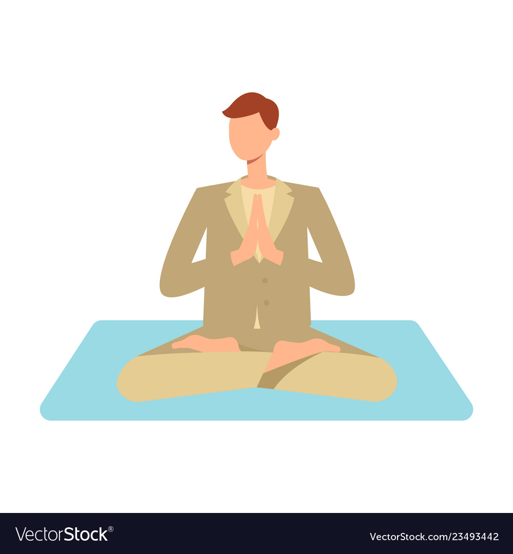 Adult man doing yoga in lotus posture