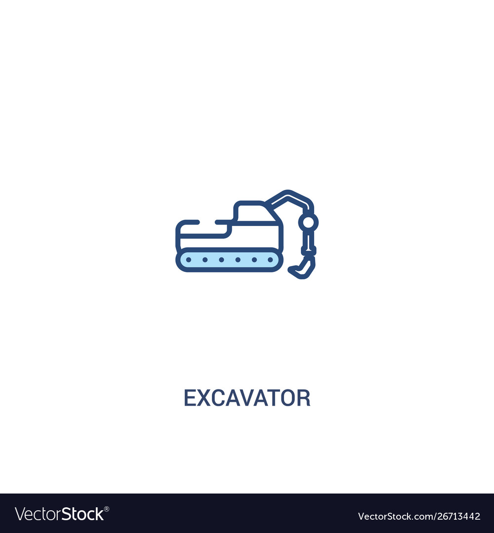 Excavator concept 2 colored icon simple line