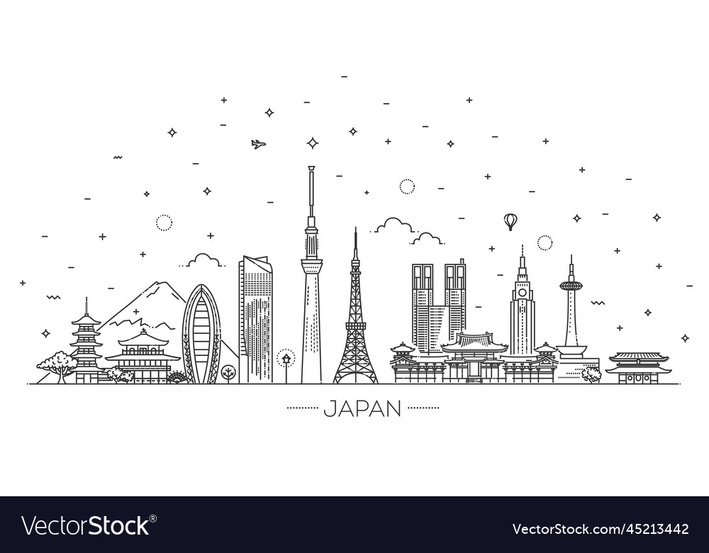 Japan vacation icons set Royalty Free Vector Image