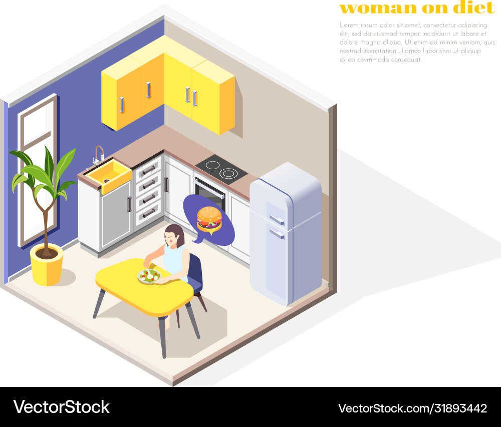 Kitchen diet isometric composition Royalty Free Vector Image