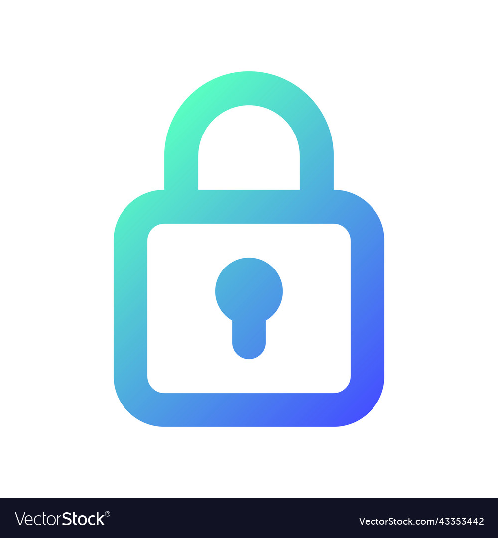 Locked padlock pixel perfect gradient linear ui Vector Image