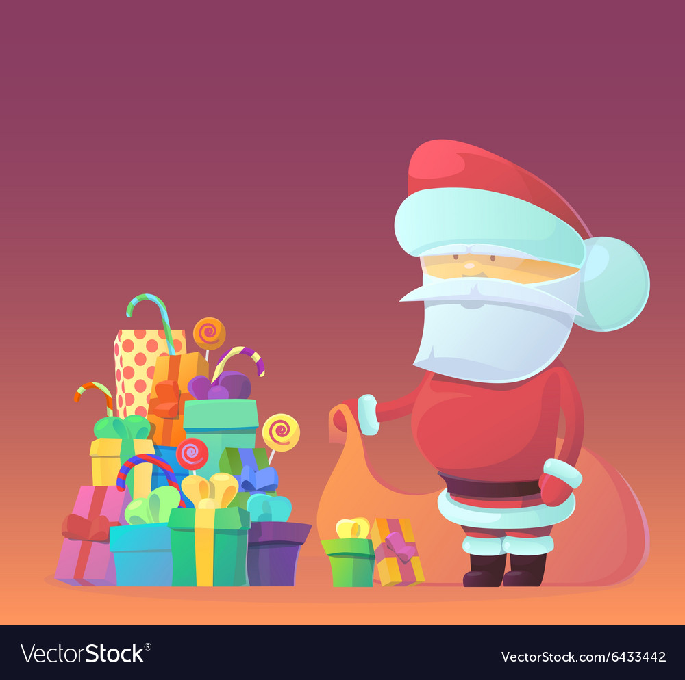 Santa claus carrying sack Royalty Free Vector Image