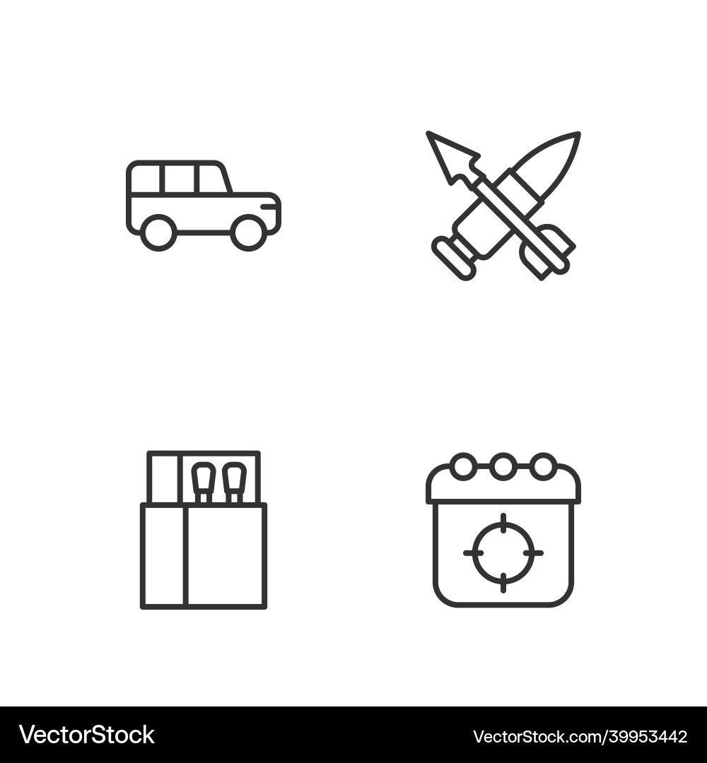 Set line target sport open matchbox and matches Vector Image