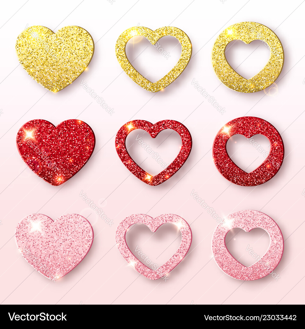 Valentines day holiday collection set glitter Vector Image