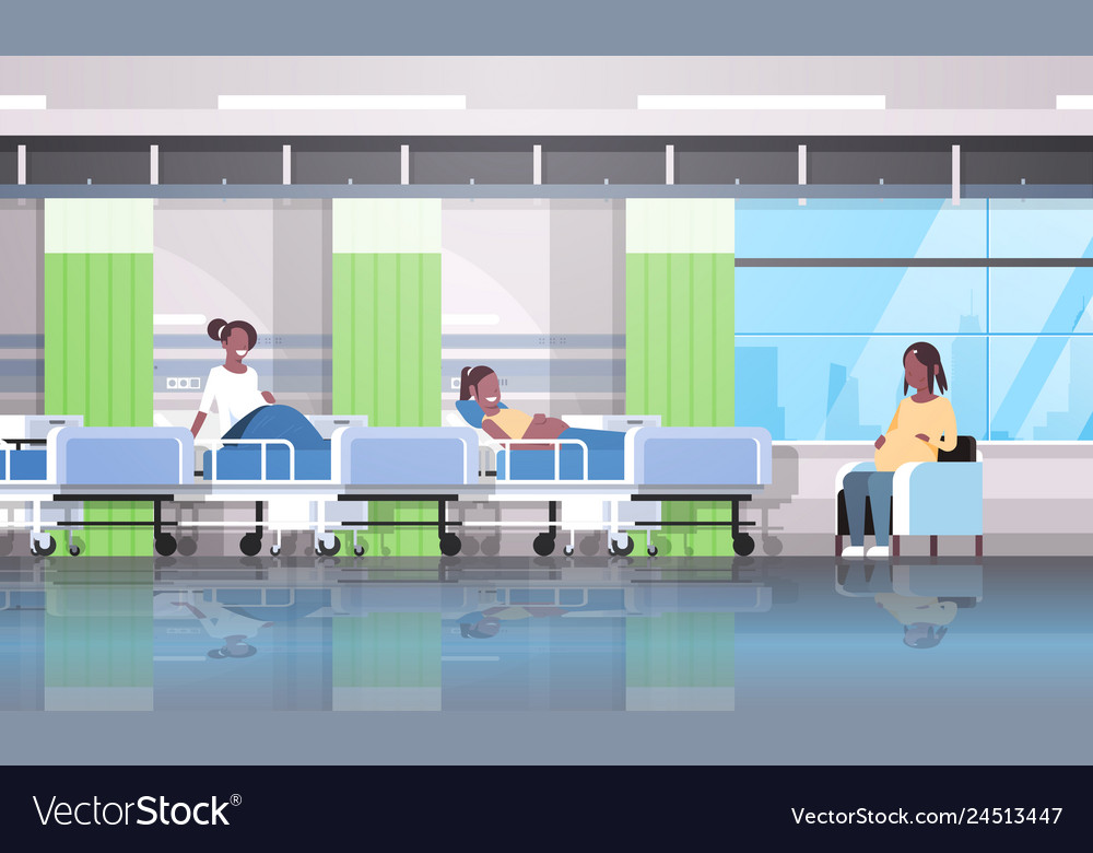 African american pregnant women patients sitting