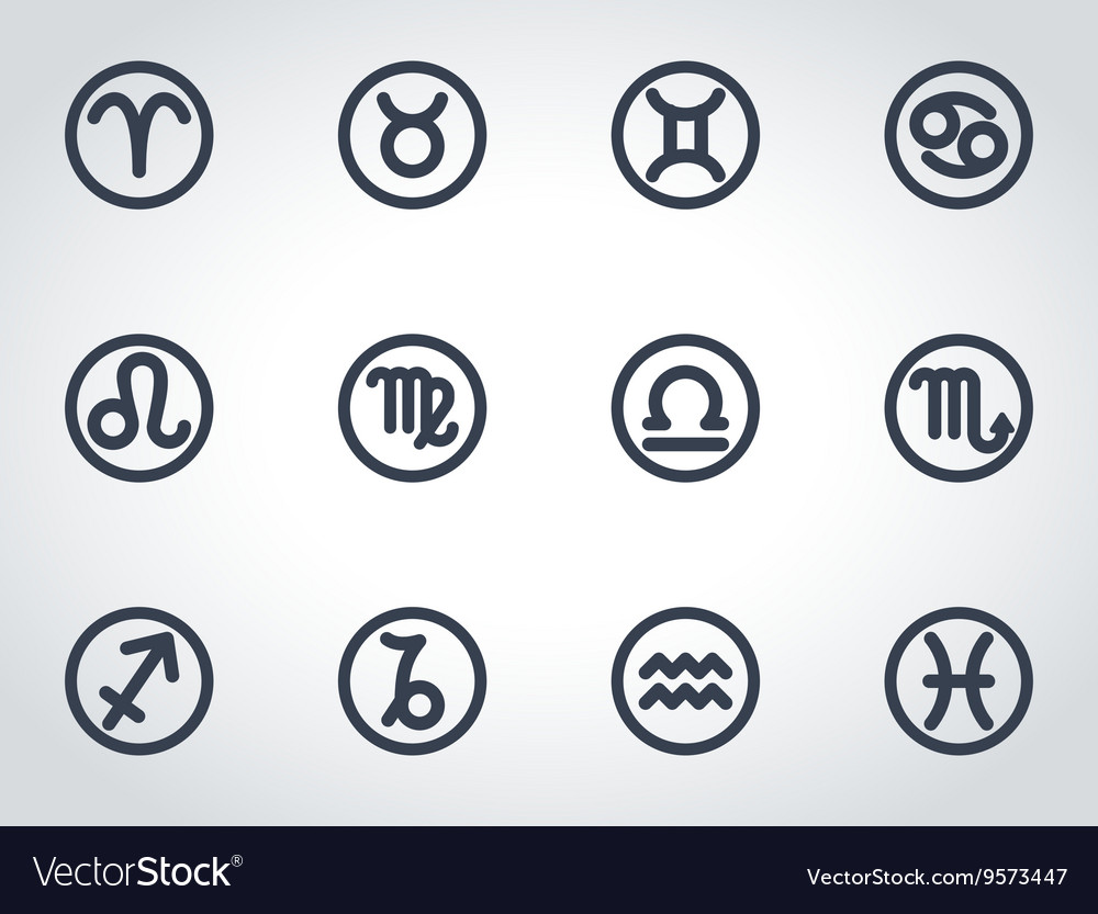 Black zodiac symbols icon set Royalty Free Vector Image