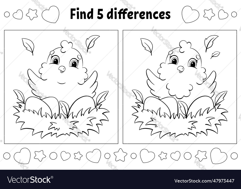 Find five differences easter theme coloring page Vector Image