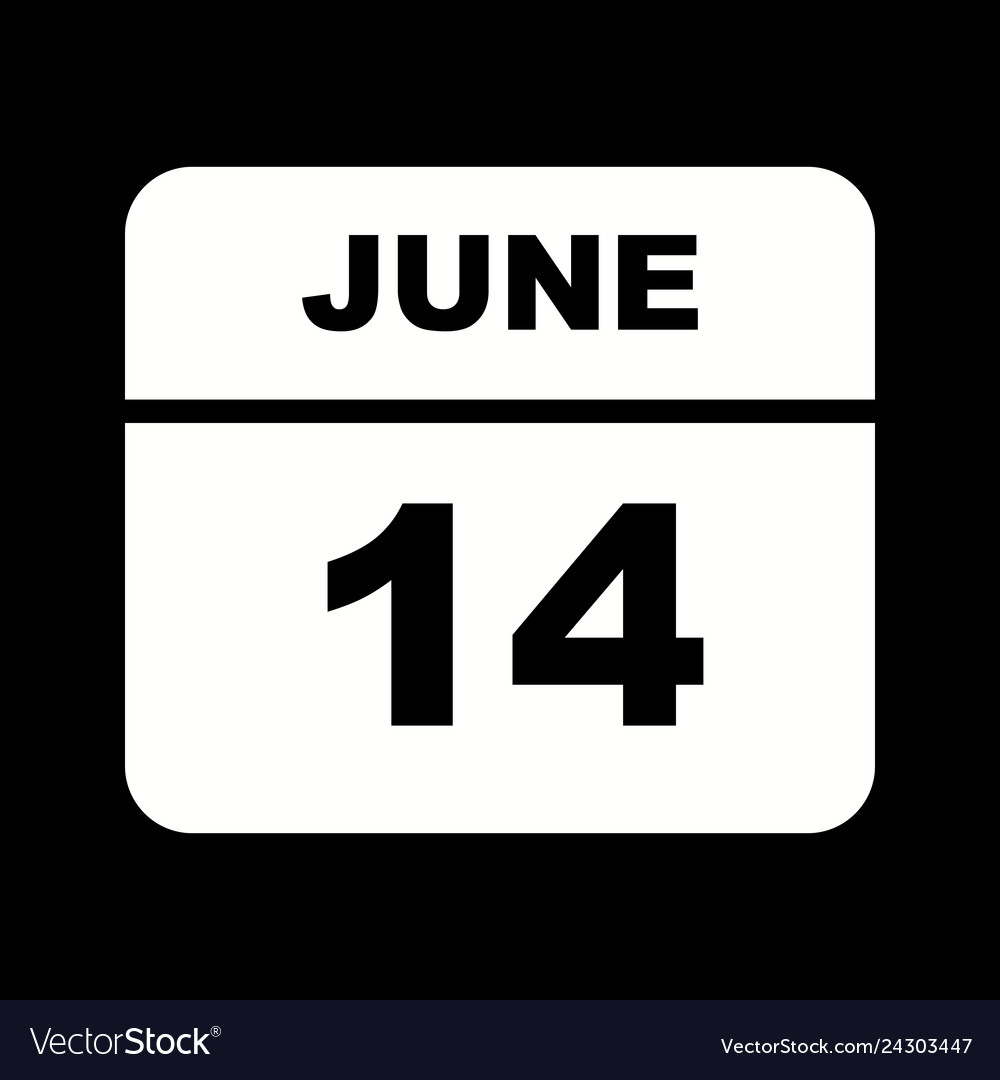 June 14th date on a single day calendar Royalty Free Vector