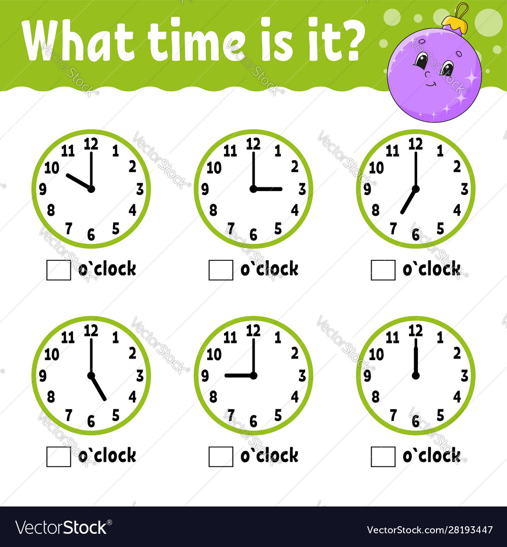 Learning time on clock educational activity Vector Image