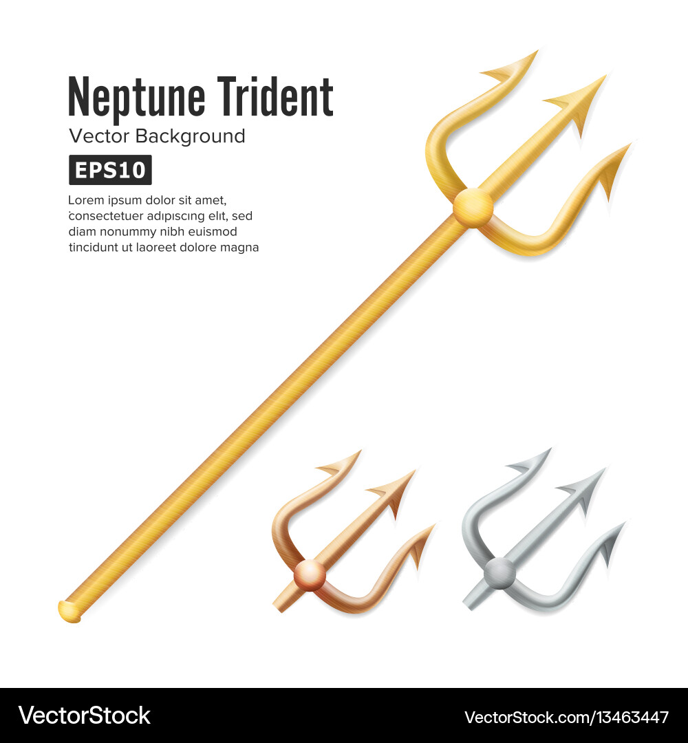 Neptune trident realistic 3d silhouette of Vector Image