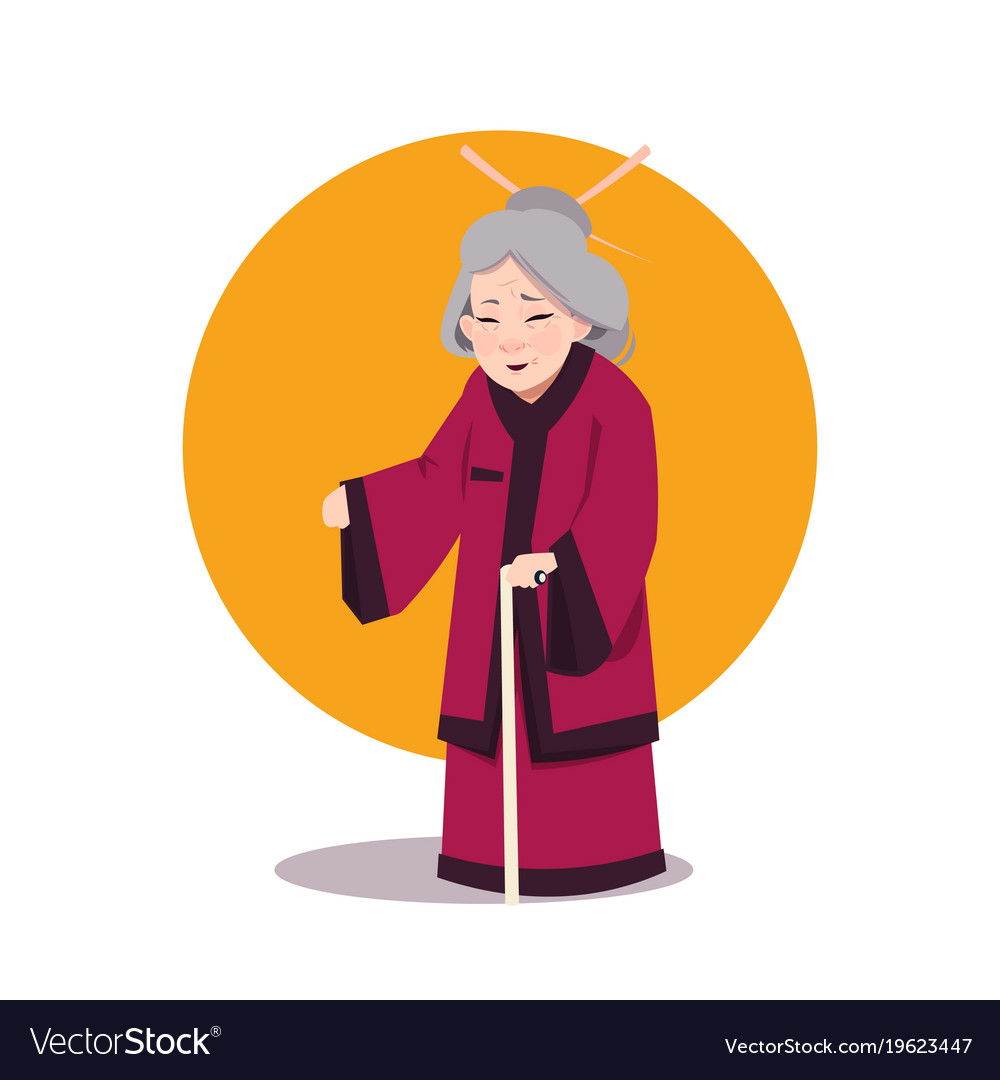 Senior asian woman in japanese kimono old geisha