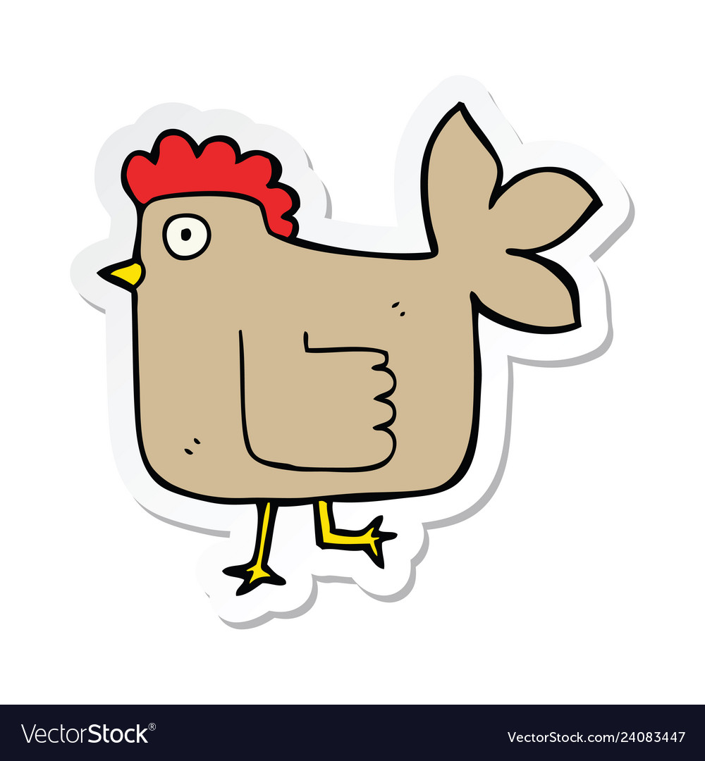 Sticker of a cartoon chicken Royalty Free Vector Image