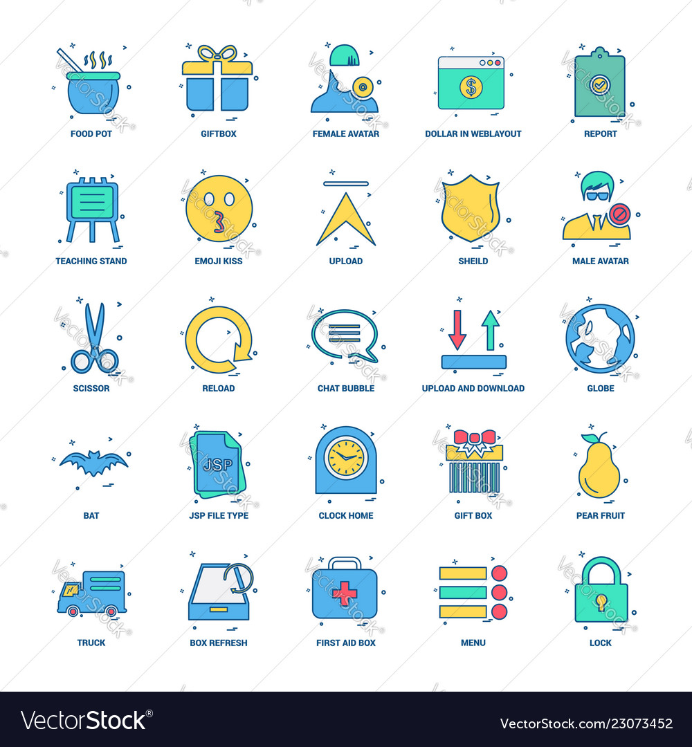 25 business concept mix flat color icon set