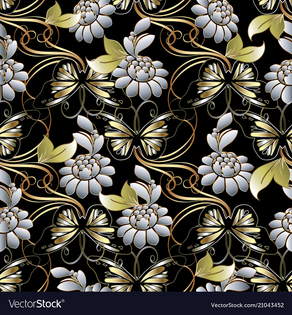 Baroque floral seamless fbnyp royalty gfyaa vector image