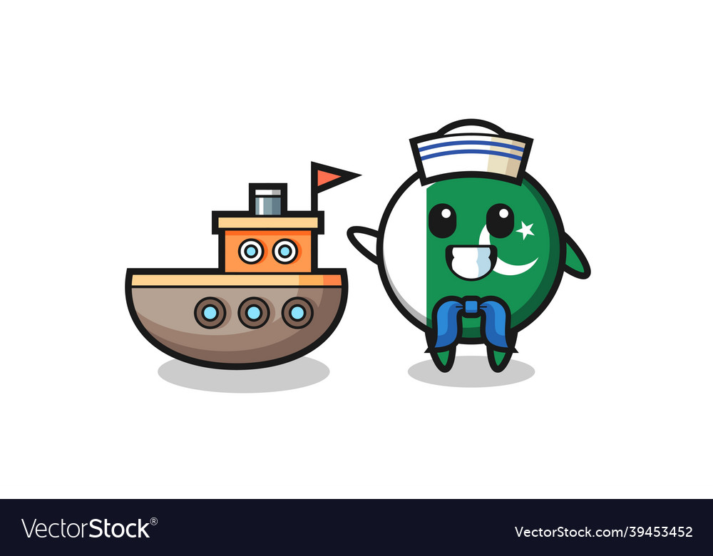 Character mascot of pakistan flag as a sailor man