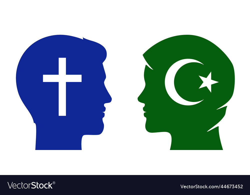 Christian man and muslim woman relations Vector Image