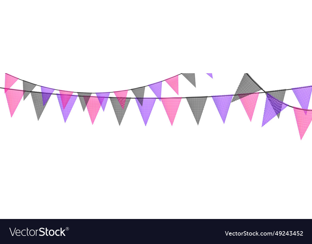 Colorful bunting garlands with flags made