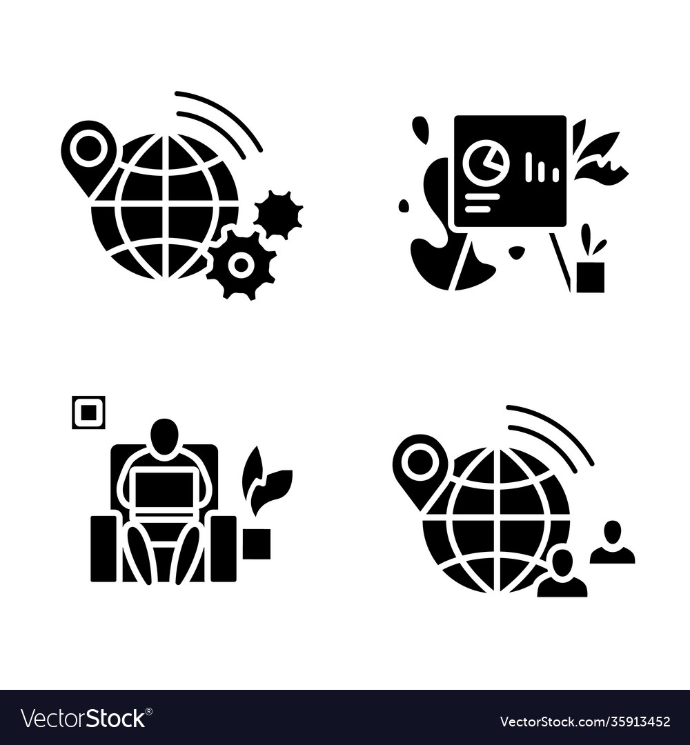 Futuristic office innovations glyph icons set