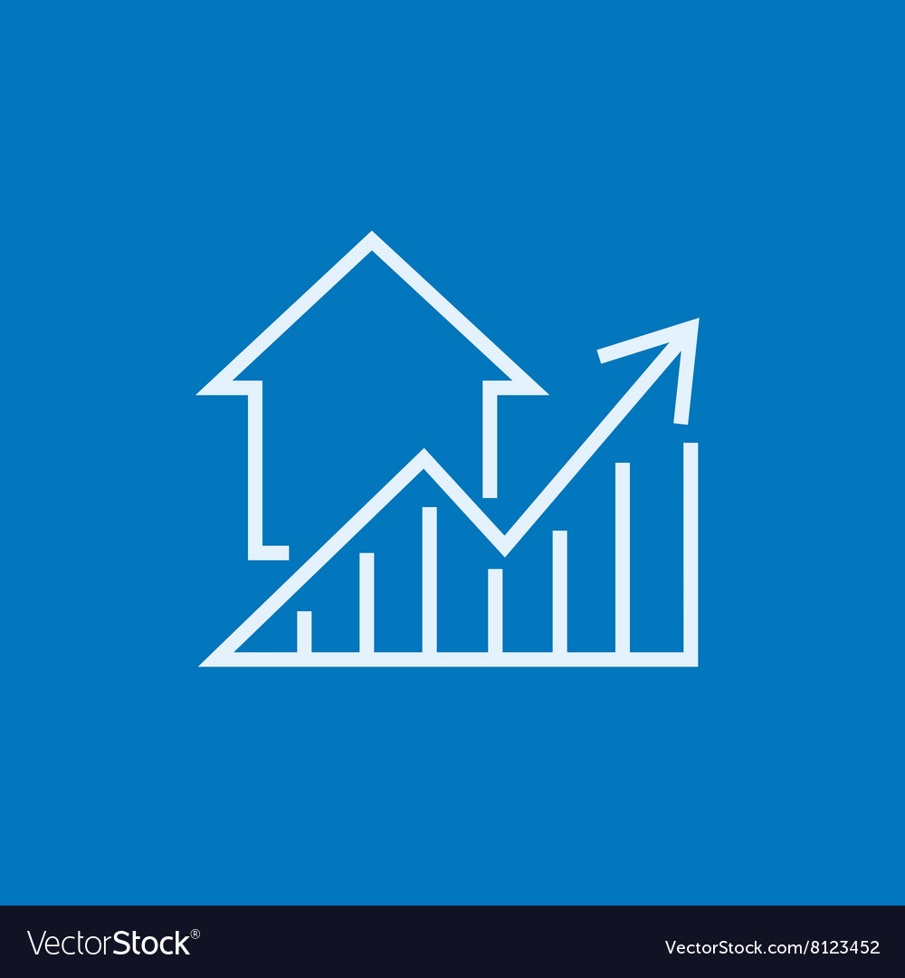 Graph of real estate prices growth line icon