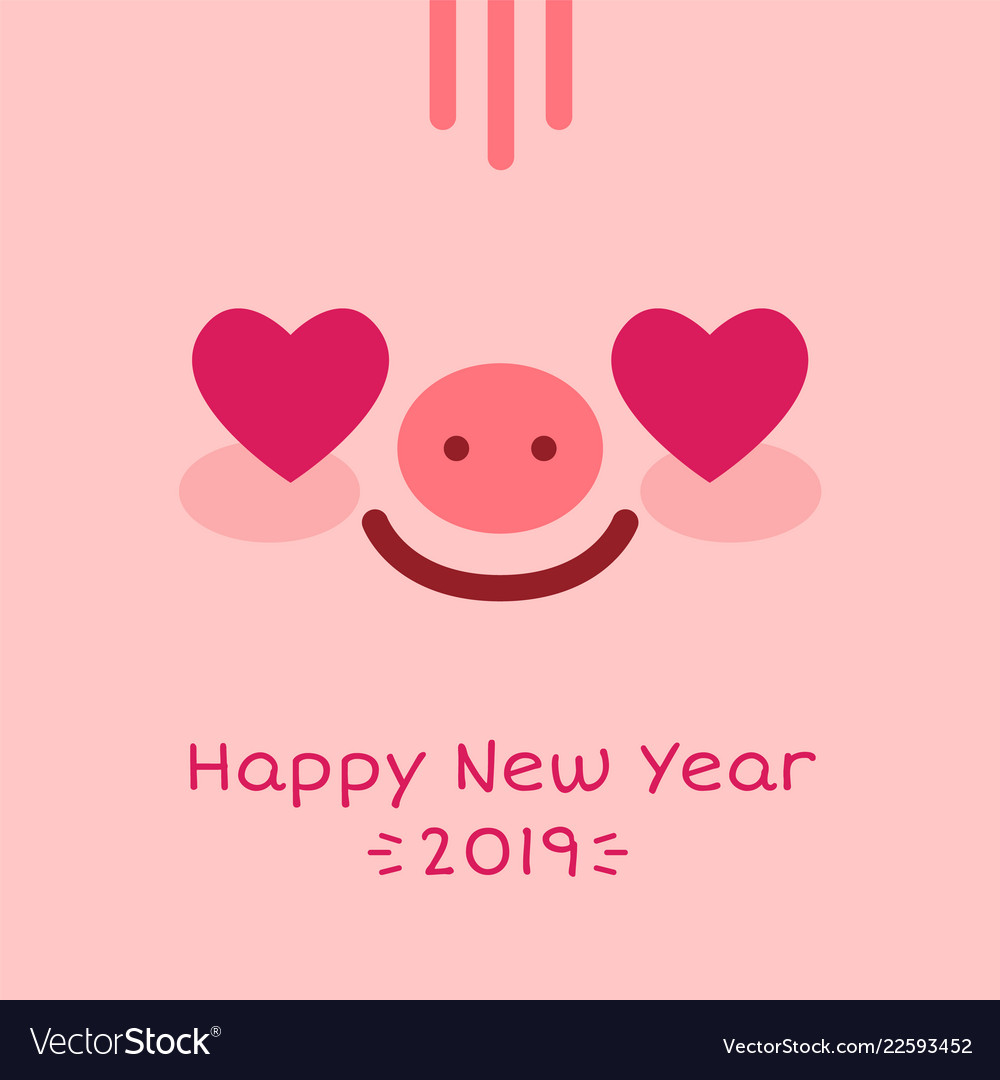 Happy new year 2019 zodiac pig sign character face