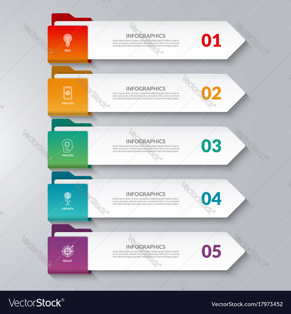 Infographic arrows 5 options steps parts Vector Image