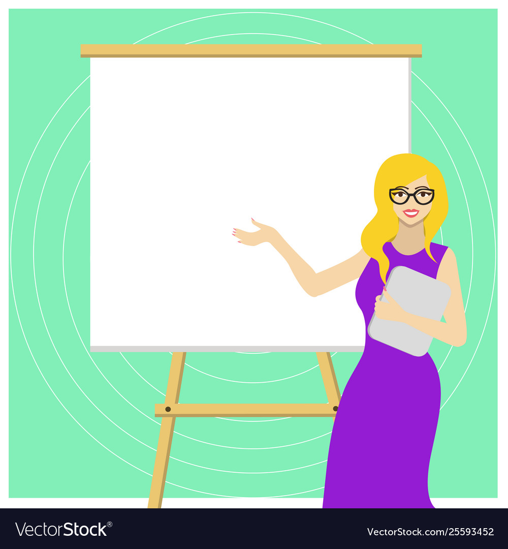 Smiling white female in glasses standing blank Vector Image