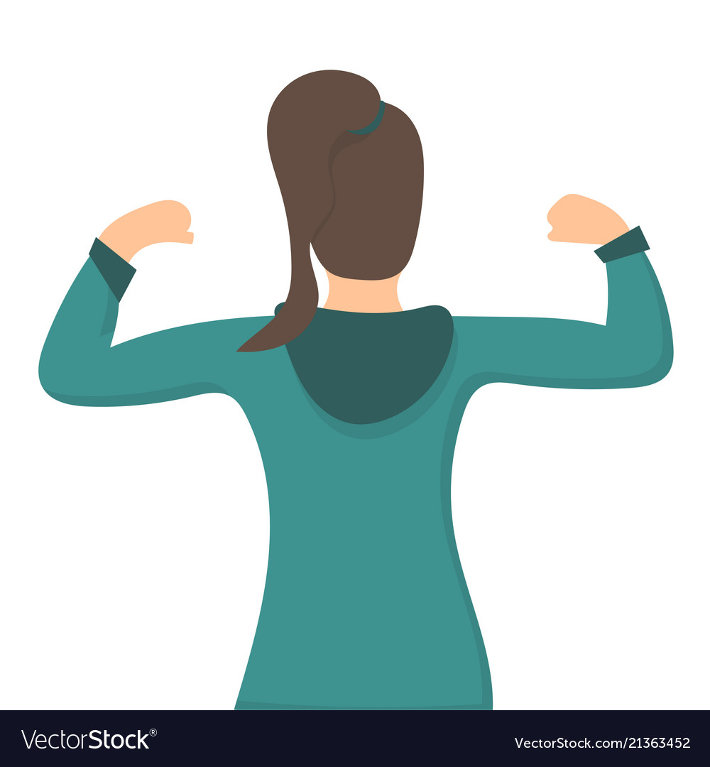 Strong powerful woman showing her muscles isolated