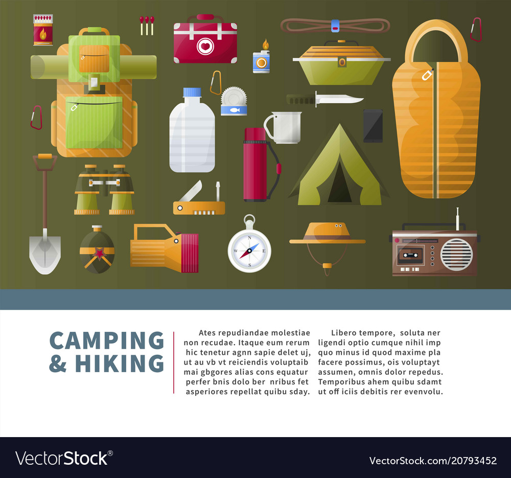 Summer camping and hiking poster Royalty Free Vector Image